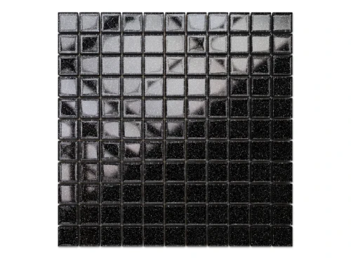 MOZAIKA SZKLANA CZARNA NERO BROKAT SREBRNY 30x30cm 8mm