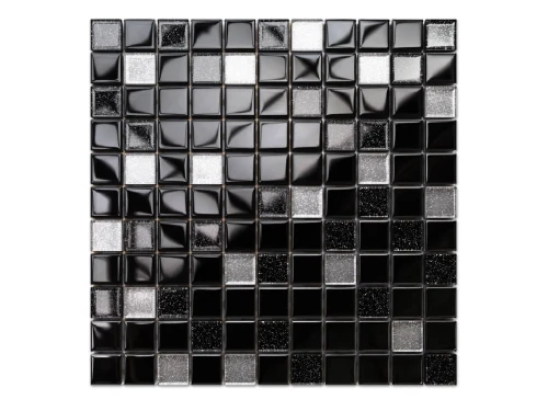MOZAIKA SZKLANA NERO SILVER BROKAT MIX 30x30cm 8mm