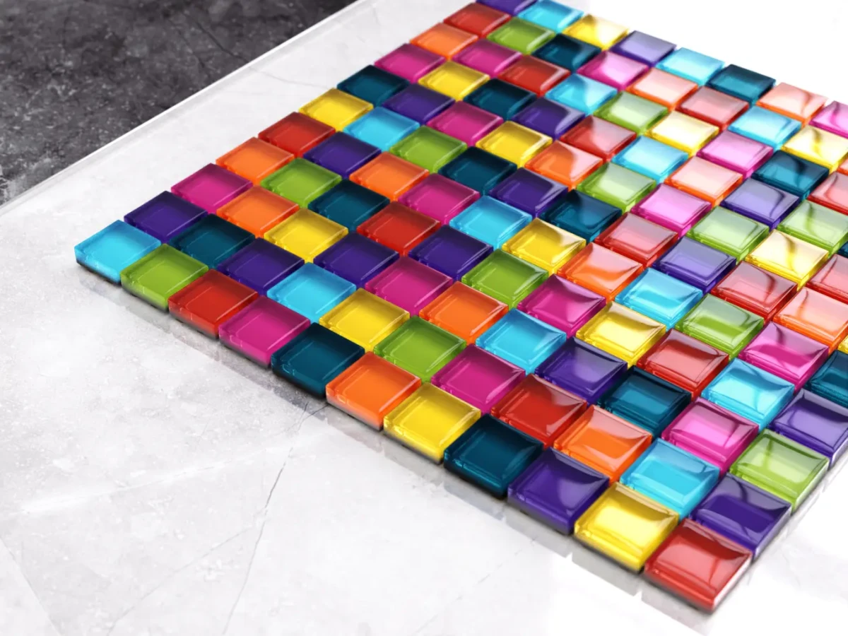 MOZAIKA SZKLANA RAINBOW MULTI-COLOR 30x30cm 8mm – dekoracyjne do wnętrz – Szklane Mozaiki