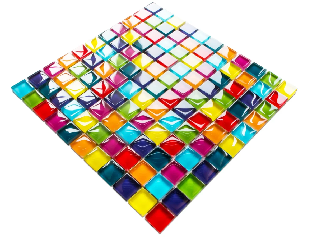 MOZAIKA SZKLANA RAINBOW MULTI-COLOR 30x30cm 8mm – dekoracyjne do wnętrz – Szklane Mozaiki