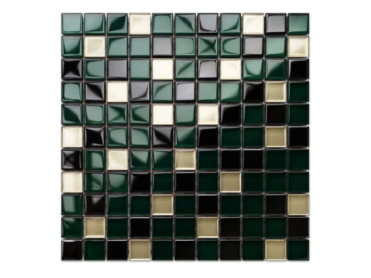 MOZAIKA SZKLANA ZŁOTA MIĘTA 30x30cm 8mm – dekoracyjne do wnętrz – Szklane Mozaiki