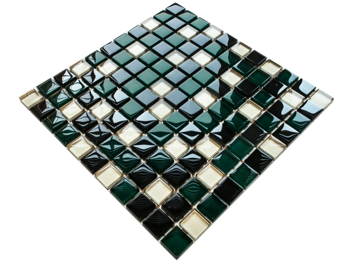 MOZAIKA SZKLANA ZŁOTA MIĘTA 30x30cm 8mm – dekoracyjne do wnętrz – Szklane Mozaiki