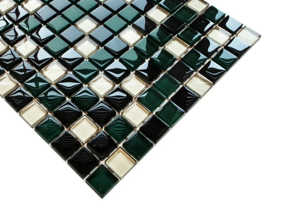 MOZAIKA SZKLANA ZŁOTA MIĘTA 30x30cm 8mm – dekoracyjne do wnętrz – Szklane Mozaiki