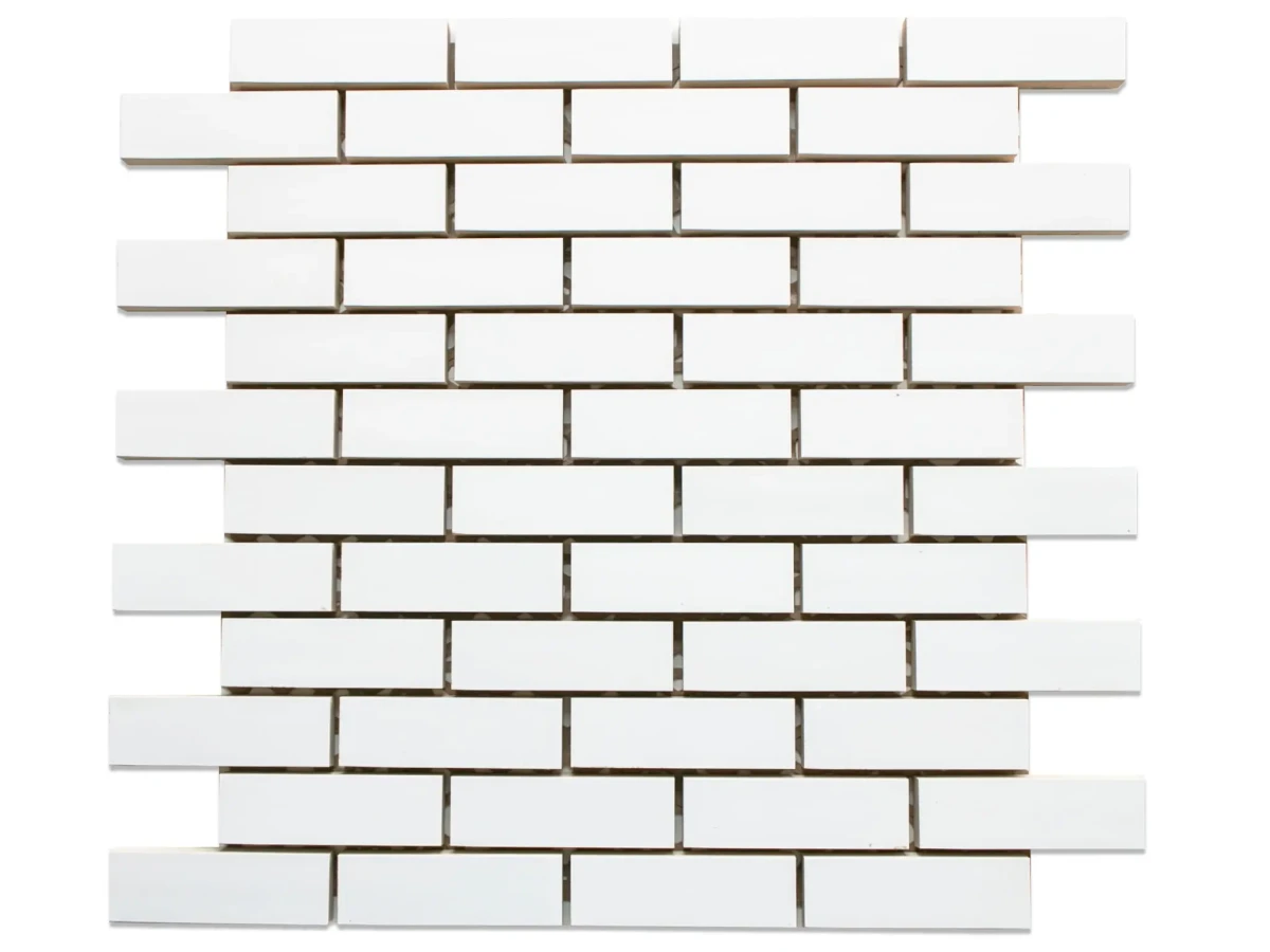 MOZAIKA CERAMICZNA BIAŁA WHITE POŁYSK CEGIEŁKA MUREK REGULARNY – dekoracyjne do wnętrz – Szklane Mozaiki