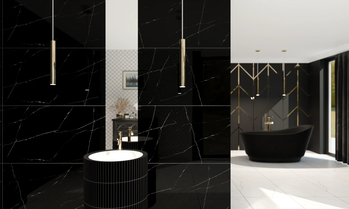 Carrara Black Poler 60×120 – czarna płytka marmur