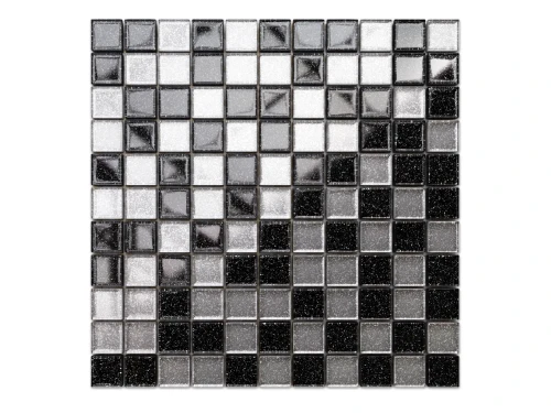 MOZAIKA SZKLANA SPOTLIGHT NERO SILVER BROKAT 30x30cm 8mm