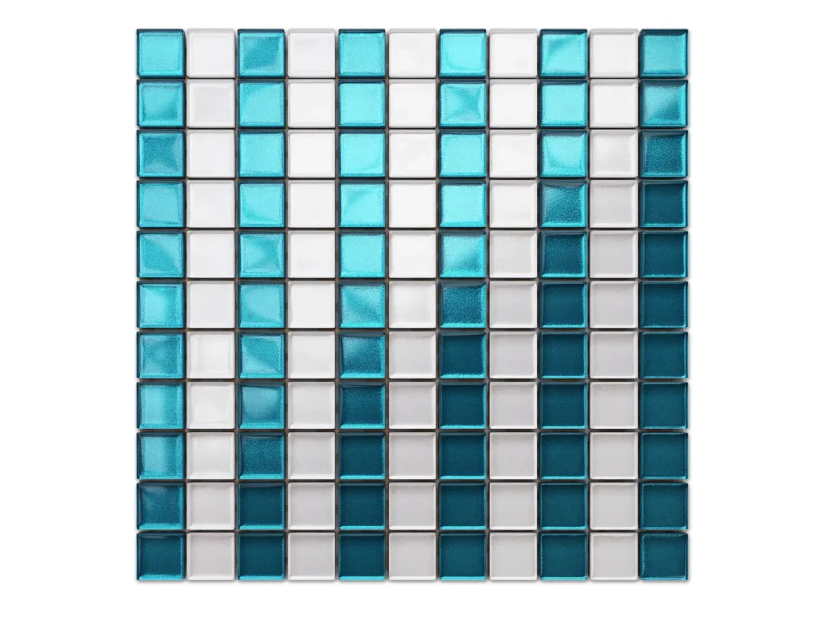 MOZAIKA SZKLANA GRECO NIEBIESKA AZZURO PERŁA 30x30cm 8mm – dekoracyjne do wnętrz – Szklane Mozaiki