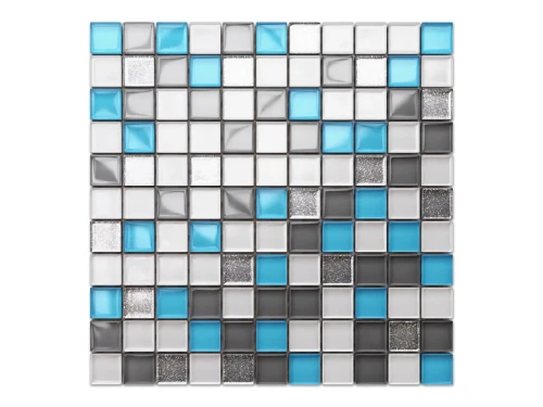 MOZAIKA SZKLANA HARMONY  PERŁA SZARA AZUL SILVER BROKAT 30x30cm 8mm
