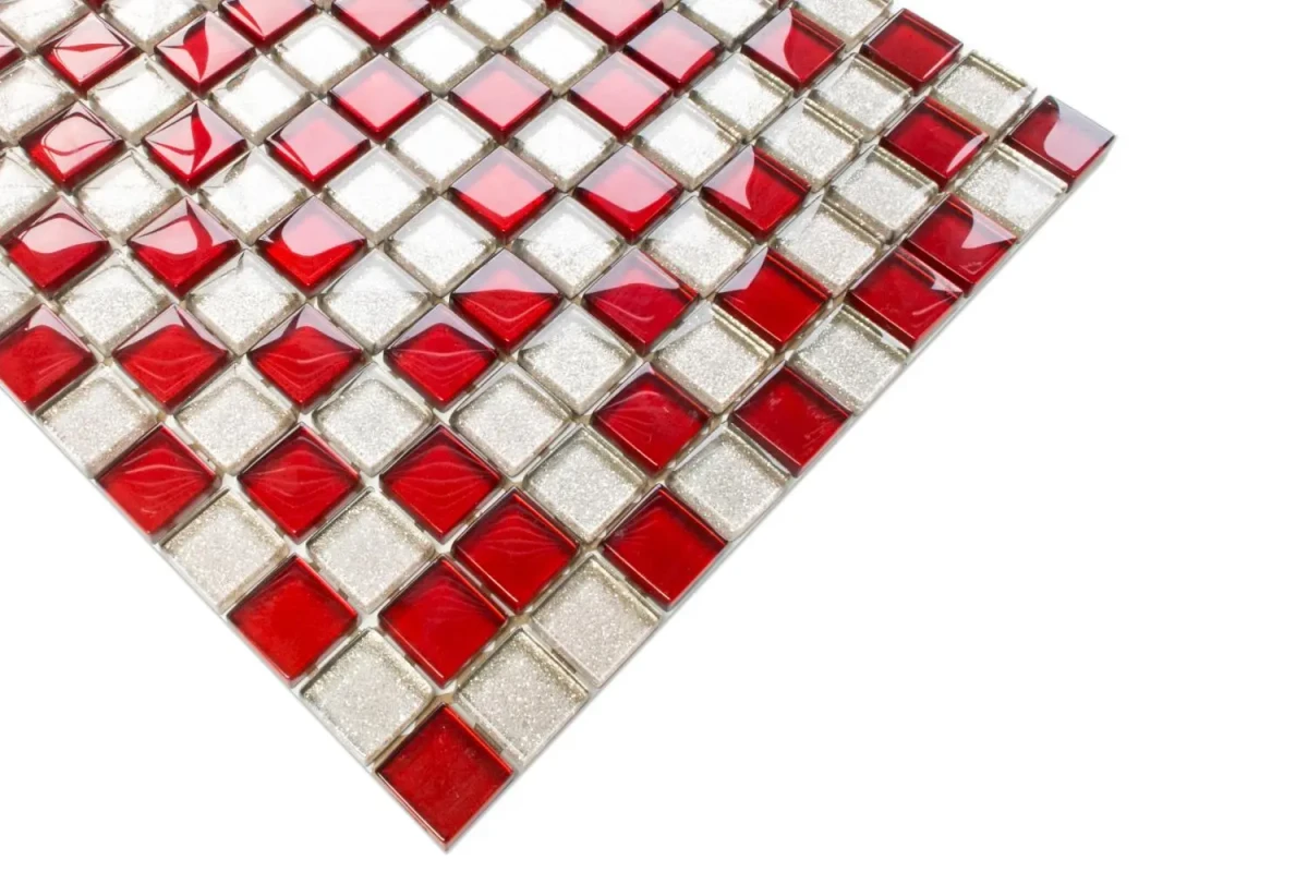MOZAIKA SZKLANA ROYAL KARMAZYN ZŁOTA BROKAT 30x30cm 8mm – dekoracyjne do wnętrz – Szklane Mozaiki