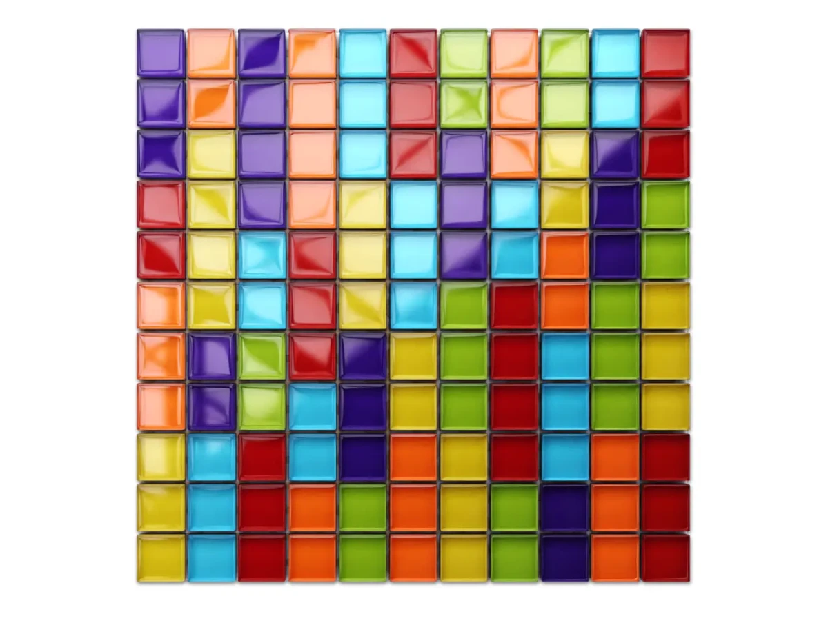 MOZAIKA SZKLANA LONG RAINBOW  PREMIUM MULIT-COLOR TĘCZA 30x30cm 8mm – dekoracyjne do wnętrz – Szklane Mozaiki