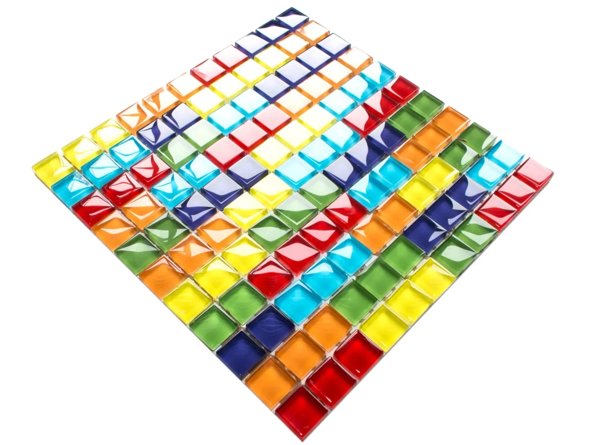 MOZAIKA SZKLANA LONG RAINBOW  PREMIUM MULIT-COLOR TĘCZA 30x30cm 8mm – dekoracyjne do wnętrz – Szklane Mozaiki