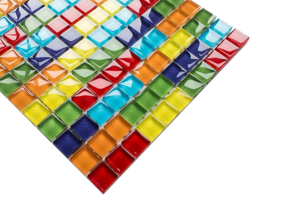 MOZAIKA SZKLANA LONG RAINBOW  PREMIUM MULIT-COLOR TĘCZA 30x30cm 8mm – dekoracyjne do wnętrz – Szklane Mozaiki