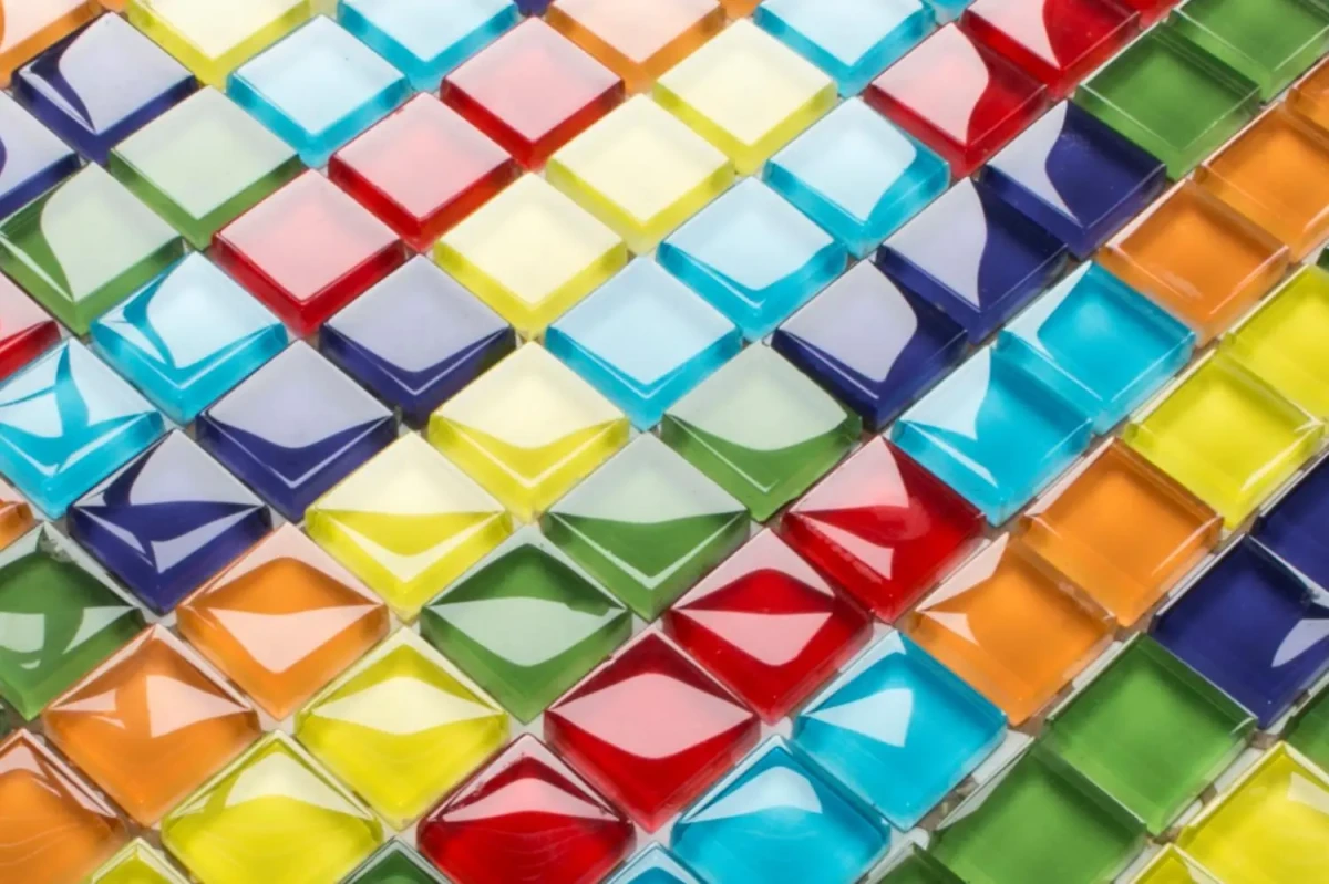 MOZAIKA SZKLANA LONG RAINBOW  PREMIUM MULIT-COLOR TĘCZA 30x30cm 8mm – dekoracyjne do wnętrz – Szklane Mozaiki