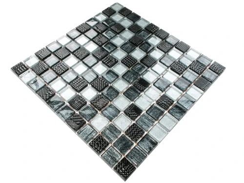 MOZAIKA SZKLANA SILVER WIND ALUMINIUM JEANS SILVER CARBON 30x30cm 8mm
