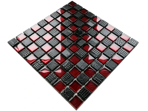 MOZAIKA SZKLANA ENZO KARMAZYN CZARNA NERO SZACHOWNICA 27,5x27,5cm 8mm