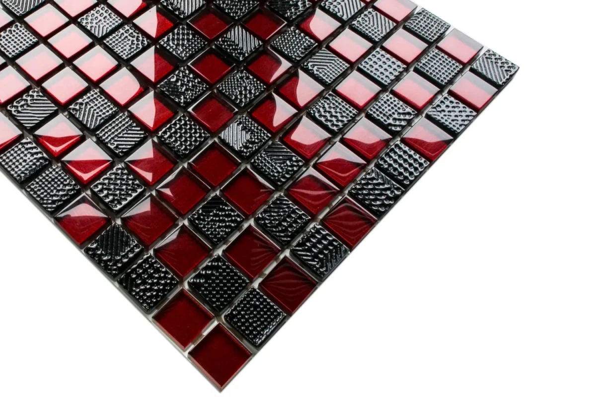 MOZAIKA SZKLANA MC-LAREN KARMAZYN CZARNA NERO 30x30cm 8mm – dekoracyjne do wnętrz – Szklane Mozaiki