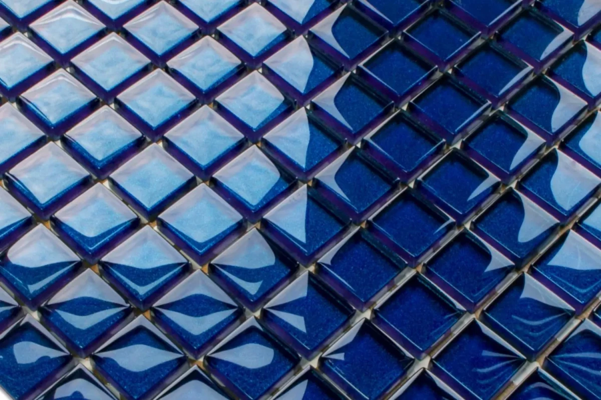 MOZAIKA SZKLANA NIEBIESKA KOBALT 30x30cm 8mm – dekoracyjne do wnętrz – Szklane Mozaiki