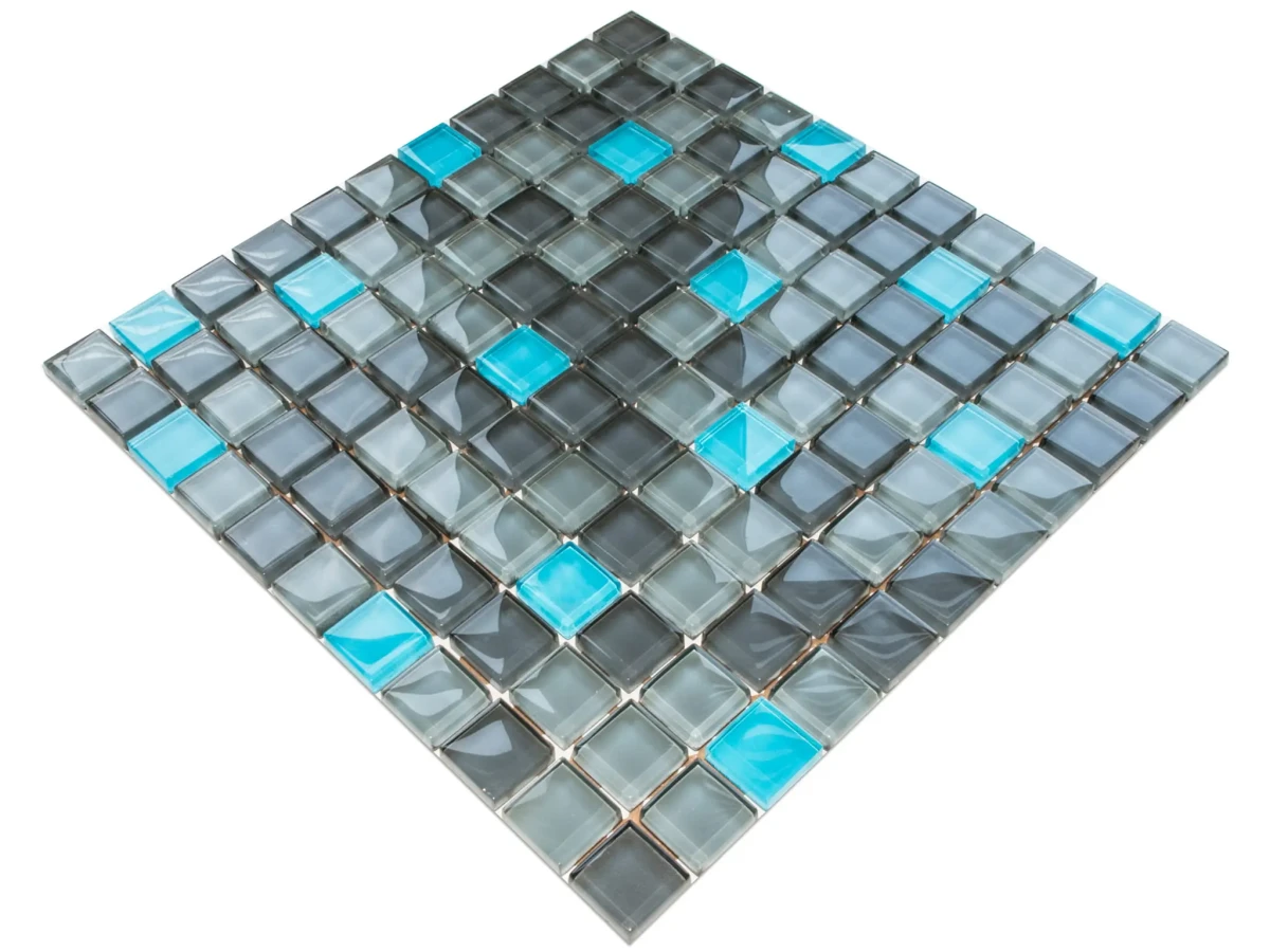 MOZAIKA SZKLANA ROCKA TONIC BLUE NIEBIESKA 30x30cm 8mm – dekoracyjne do wnętrz – Szklane Mozaiki