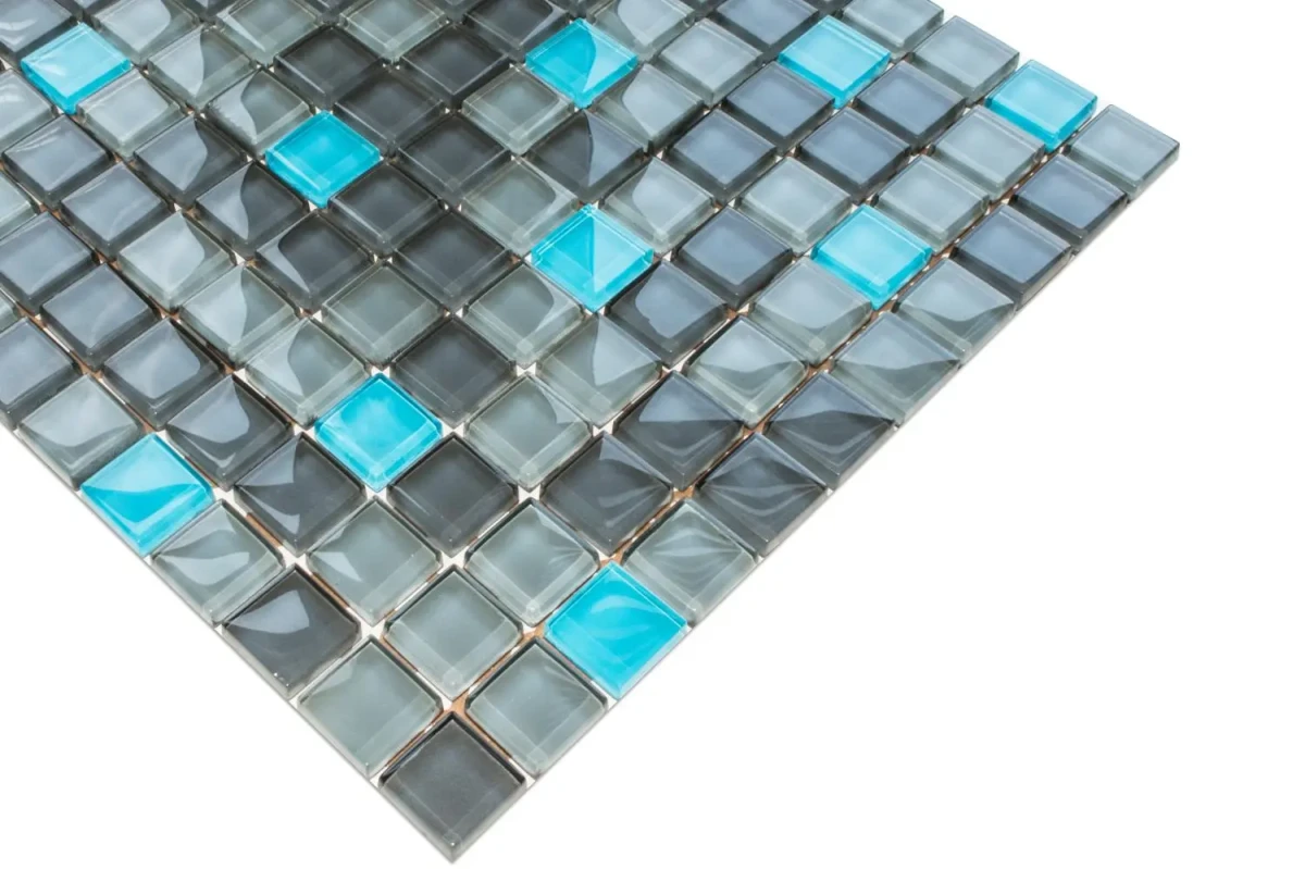 MOZAIKA SZKLANA ROCKA TONIC BLUE NIEBIESKA 30x30cm 8mm – dekoracyjne do wnętrz – Szklane Mozaiki