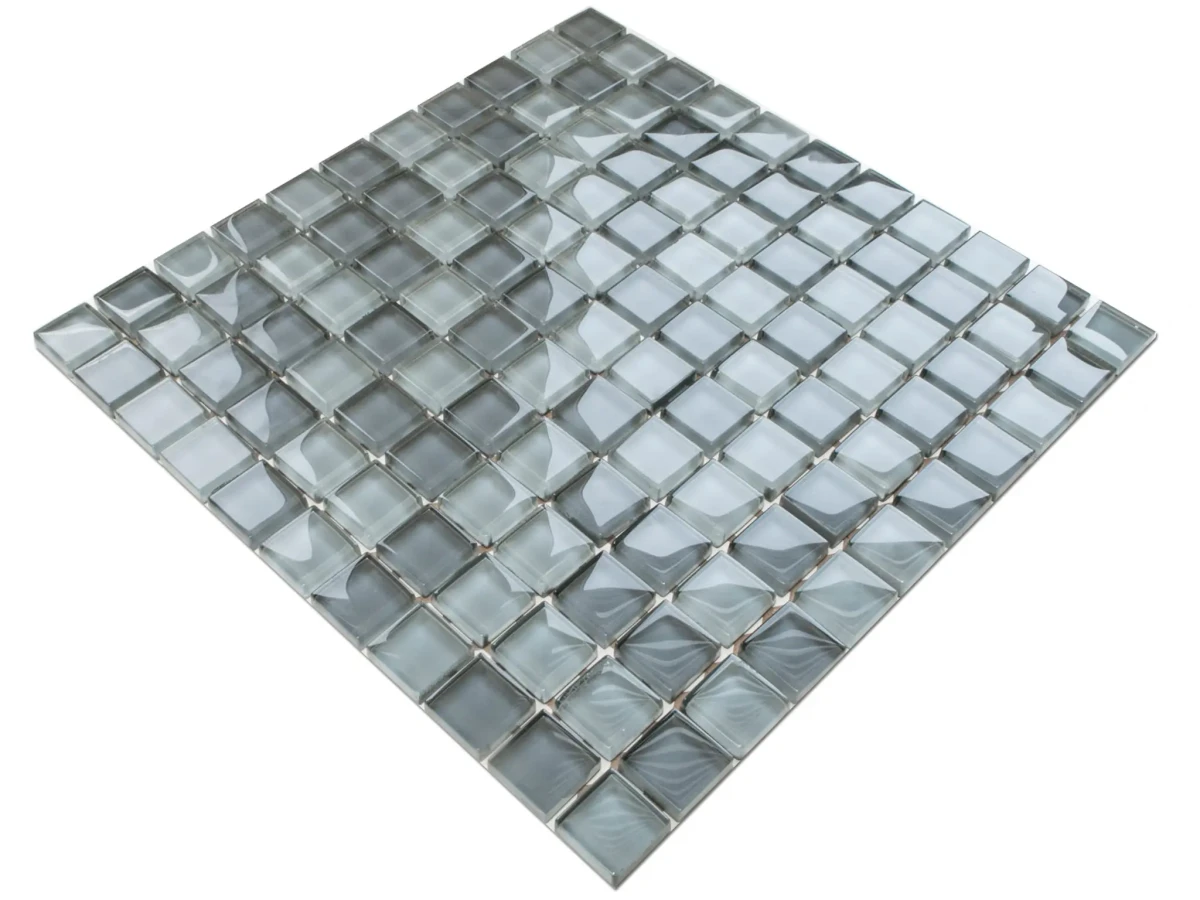 MOZAIKA SZKLANA SZARA LADRILLO 30x30cm 8mm – dekoracyjne do wnętrz – Szklane Mozaiki