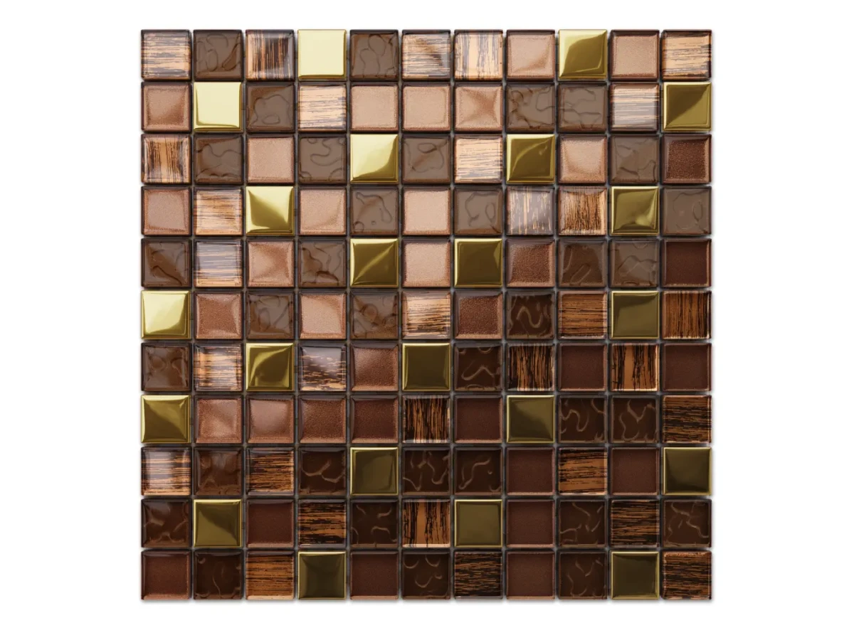 MOZAIKA SZKLANA AZTECA GOLD 30x30cm 6mm – dekoracyjne do wnętrz – Szklane Mozaiki