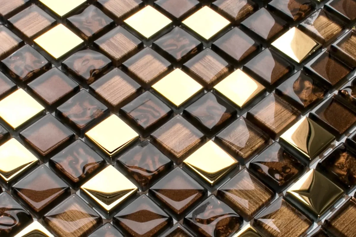 MOZAIKA SZKLANA AZTECA GOLD 30x30cm 6mm – dekoracyjne do wnętrz – Szklane Mozaiki