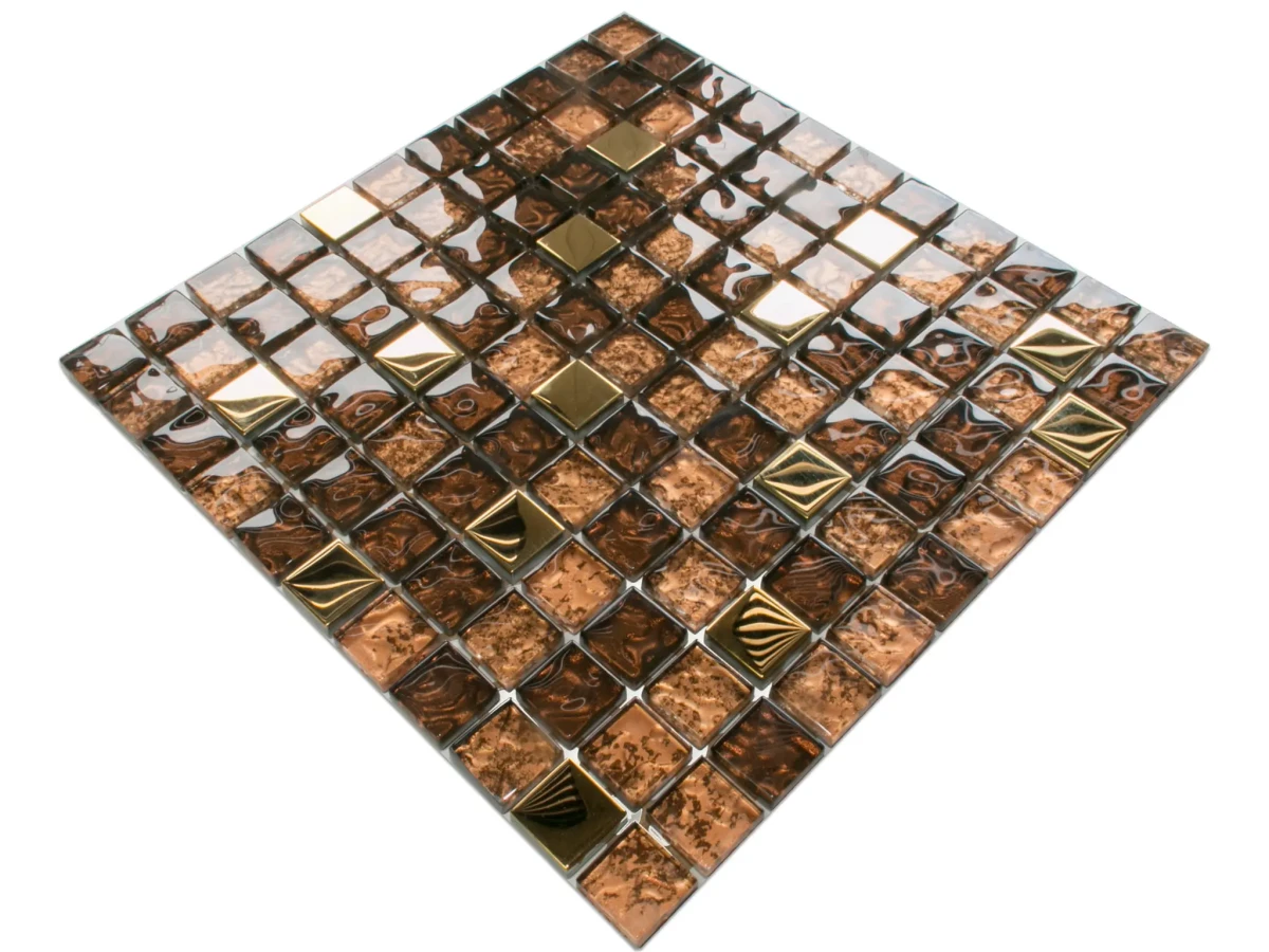 MOZAIKA SZKLANA BURSZTYNOWA KOMNATA 30x30cm 8mm – dekoracyjne do wnętrz – Szklane Mozaiki