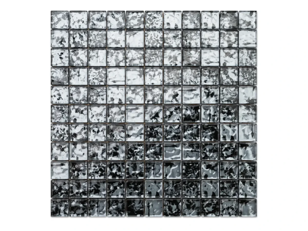 MOZAIKA SZKLANA CZARNA ONYKS METALIC 30x30cm 8mm – dekoracyjne do wnętrz – Szklane Mozaiki