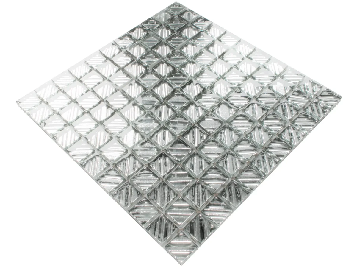 MOZAIKA SZKLANA SREBRNA SILVER RIVA  30x30cm 8mm – dekoracyjne do wnętrz – Szklane Mozaiki