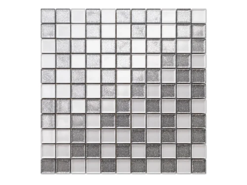 MOZAIKA SZKLANA SIMPLE SILVER WHITE 30x30cm 8mm