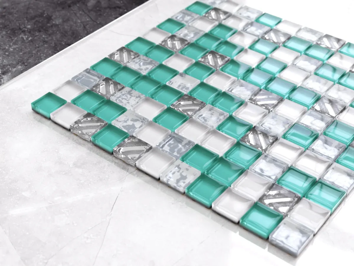 MOZAIKA SZKLANA COOL MINT 30x30cm 8mm – dekoracyjne do wnętrz – Szklane Mozaiki