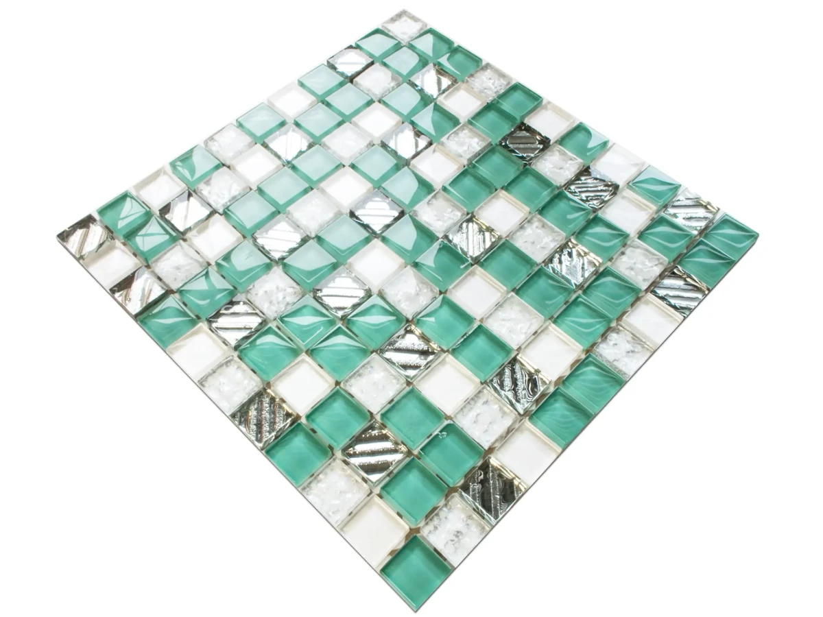 MOZAIKA SZKLANA COOL MINT 30x30cm 8mm – dekoracyjne do wnętrz – Szklane Mozaiki