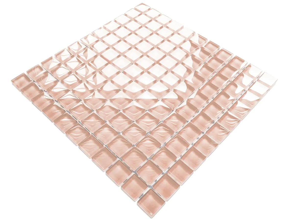 MOZAIKA SZKLANA RÓŻOWA ŁOSOŚ 30x30cm 8mm – dekoracyjne do wnętrz – Szklane Mozaiki