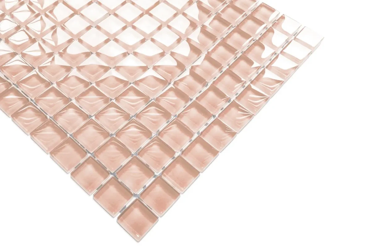 MOZAIKA SZKLANA RÓŻOWA ŁOSOŚ 30x30cm 8mm – dekoracyjne do wnętrz – Szklane Mozaiki