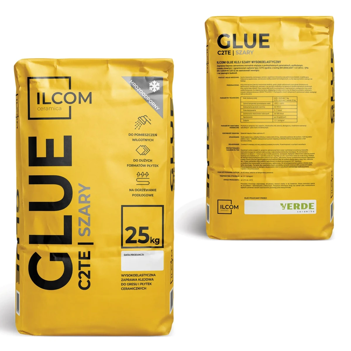 KLEJ DO PŁYTEK ILCOM GLUE SZARY C2TE 25KG – dekoracyjne do wnętrz – Szklane Mozaiki