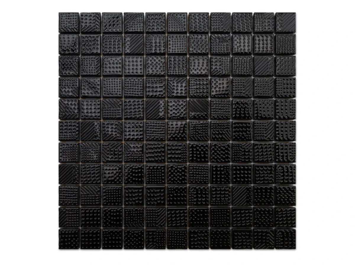 MOZAIKA SZKLANA CZARNA NERO SWETER 30x30cm 8mm – dekoracyjne do wnętrz – Szklane Mozaiki