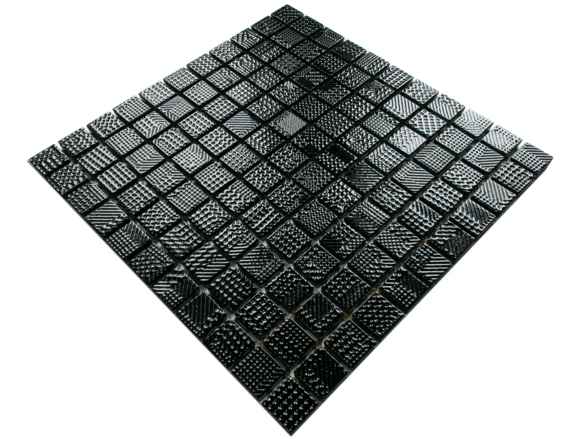 MOZAIKA SZKLANA CZARNA NERO SWETER 30x30cm 8mm – dekoracyjne do wnętrz – Szklane Mozaiki