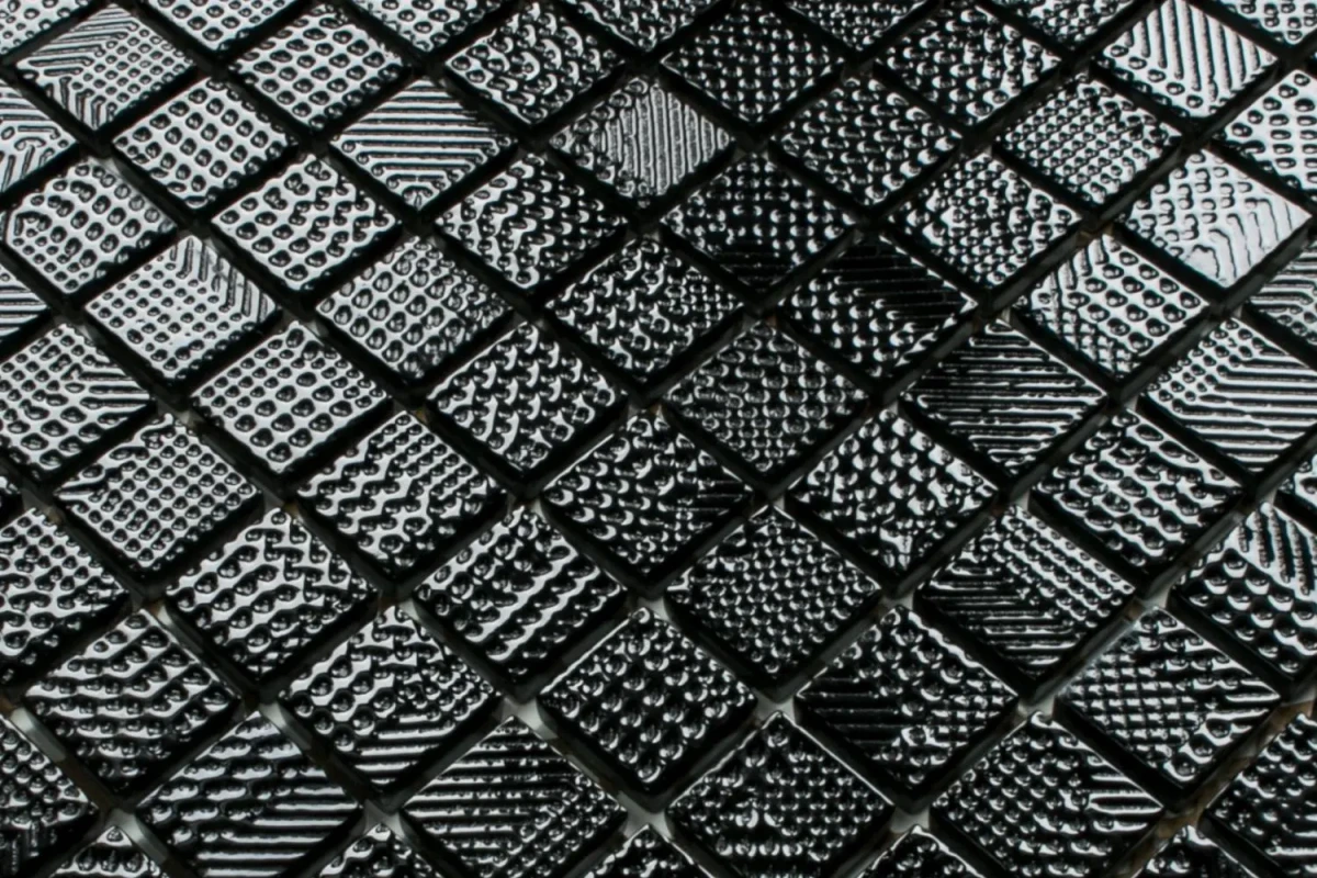 MOZAIKA SZKLANA CZARNA NERO SWETER 30x30cm 8mm – dekoracyjne do wnętrz – Szklane Mozaiki