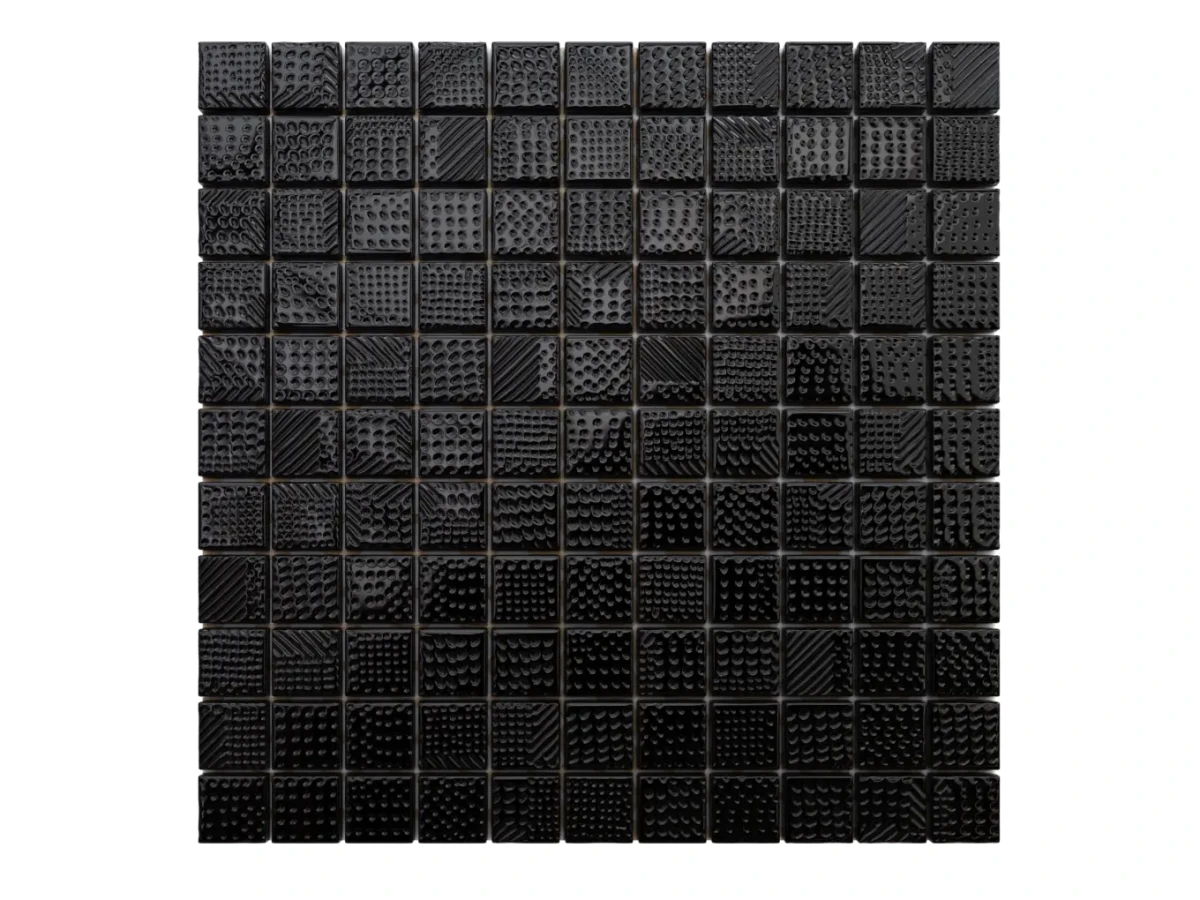 MOZAIKA SZKLANA CZARNA NERO SWETER 30x30cm 8mm – dekoracyjne do wnętrz – Szklane Mozaiki