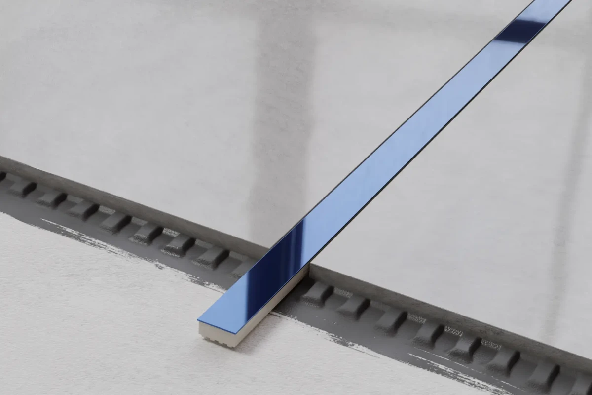 LISTWA METALOWA CERAMICZNA STEEL BLUE POŁYSK – dekoracyjne do wnętrz – Szklane Mozaiki