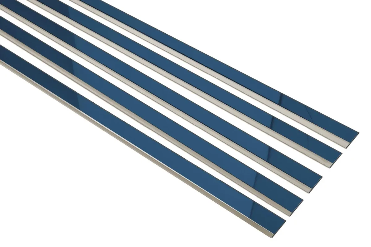 LISTWA METALOWA CERAMICZNA STEEL BLUE POŁYSK – dekoracyjne do wnętrz – Szklane Mozaiki