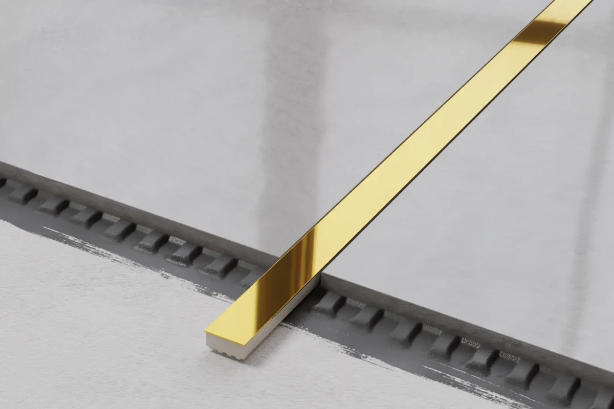 LISTWA METALOWA CERAMICZNA STEEL GOLD POŁYSK  – dekoracyjne do wnętrz – Szklane Mozaiki