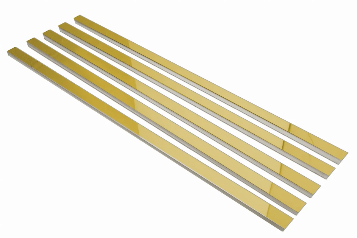 LISTWA METALOWA CERAMICZNA STEEL GOLD POŁYSK  – dekoracyjne do wnętrz – Szklane Mozaiki