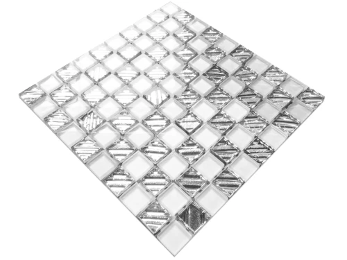 MOZAIKA SZKLANA WHITE CHESS 30x30cm 8mm