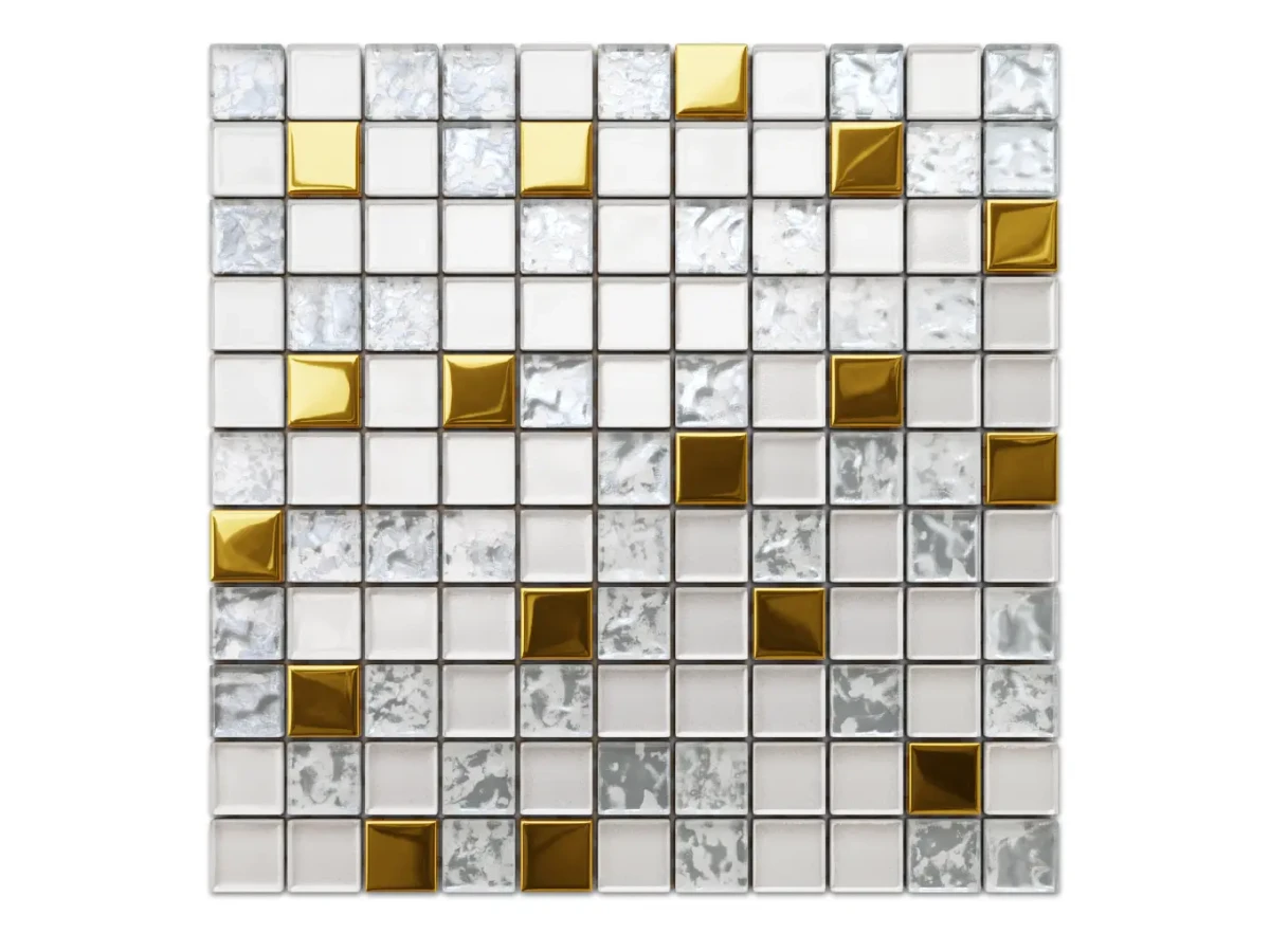 MOZAIKA SZKLANA FROZEN GOLD 30x30cm 6mm – dekoracyjne do wnętrz – Szklane Mozaiki