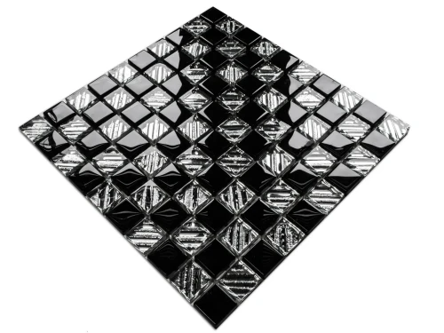 MOZAIKA SZKLANA BLACK CHESS 30x30cm 8mm