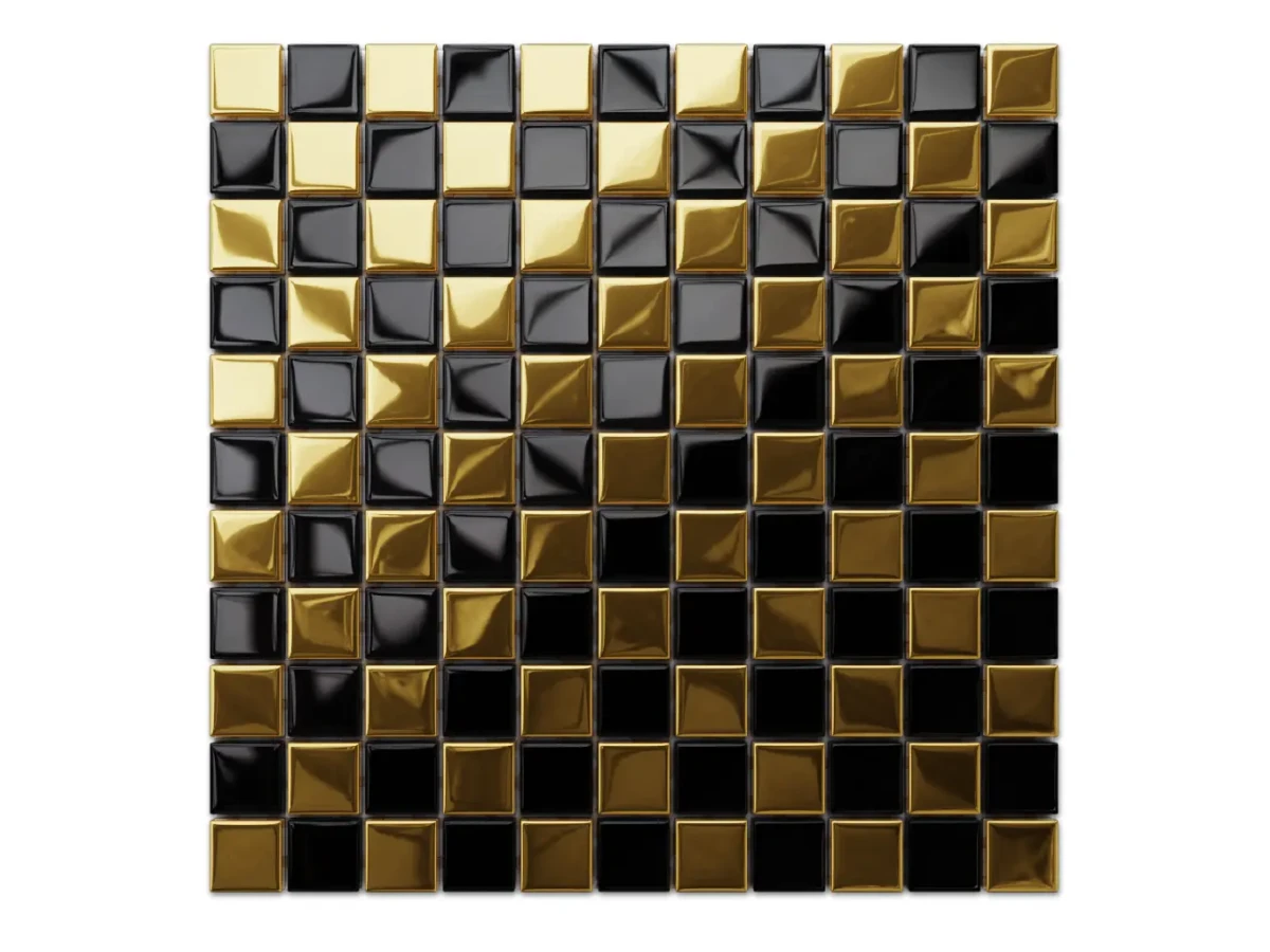 MOZAIKA SZKLANA NERO GOLD 30x30cm 6mm  – dekoracyjne do wnętrz – Szklane Mozaiki