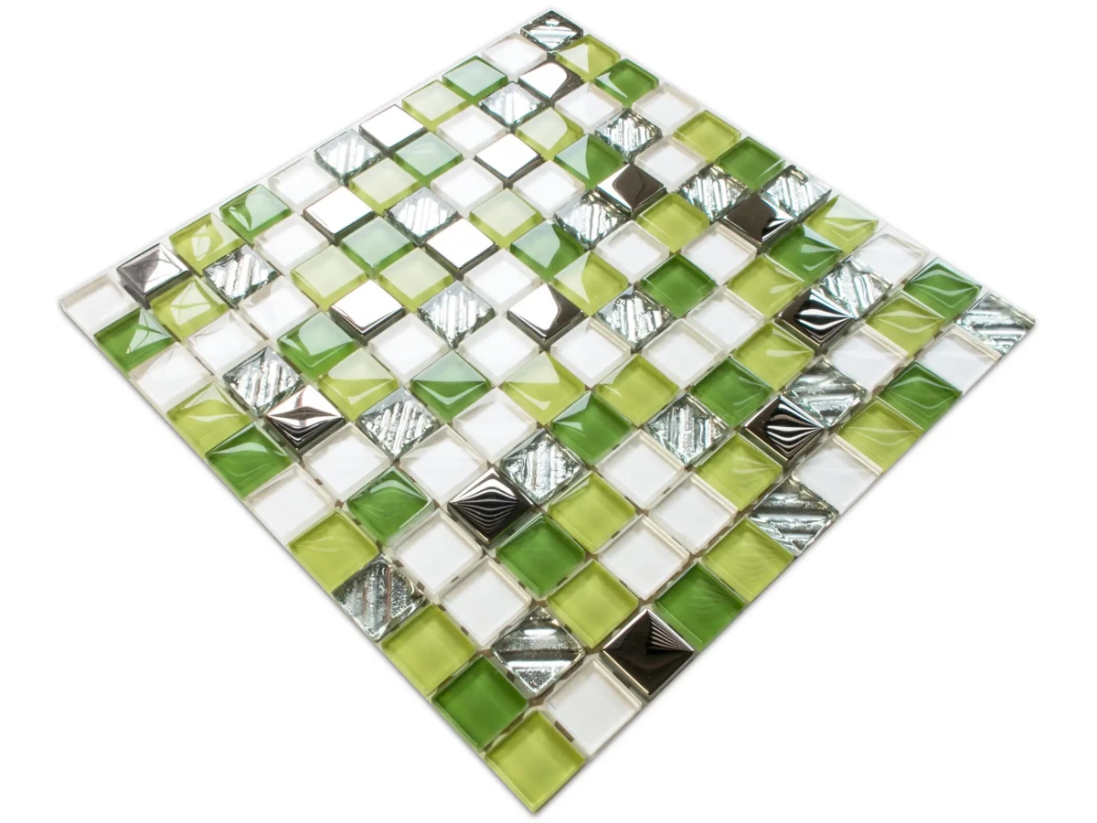 MOZAIKA SZKLANA GREEN FASHION 30x30cm 8mm  – dekoracyjne do wnętrz – Szklane Mozaiki