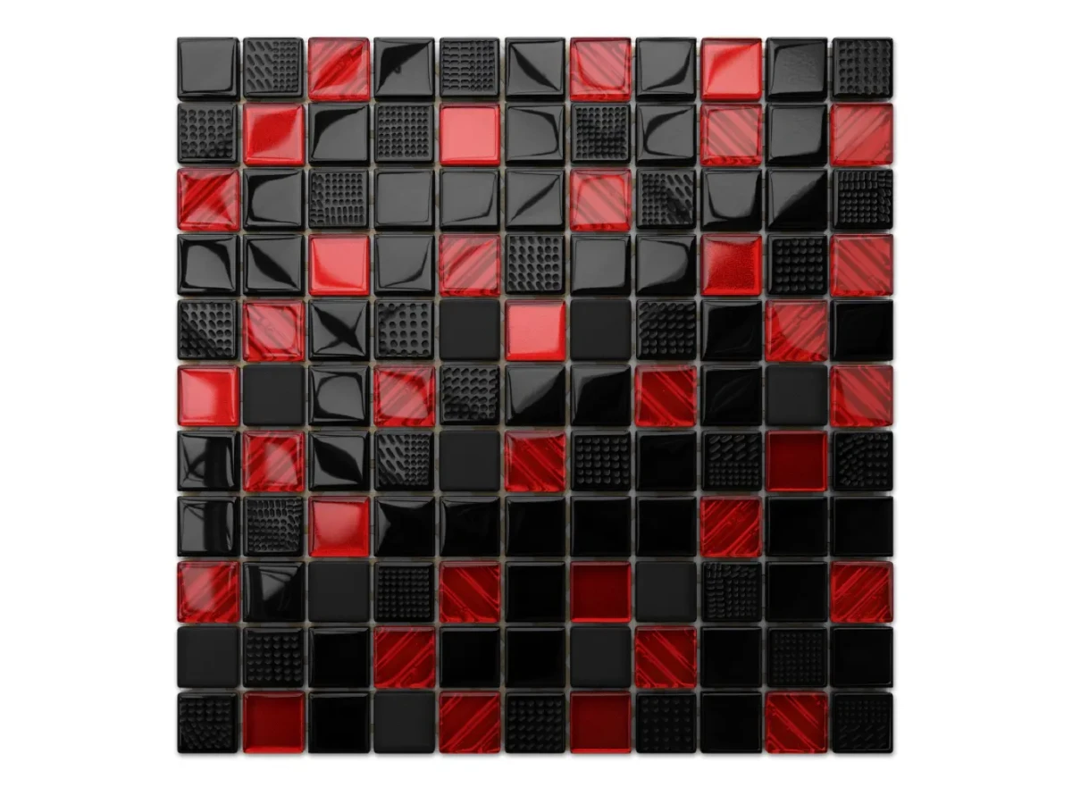 MOZAIKA SZKLANA VOLCANO RED 30x30cm 8mm – dekoracyjne do wnętrz – Szklane Mozaiki