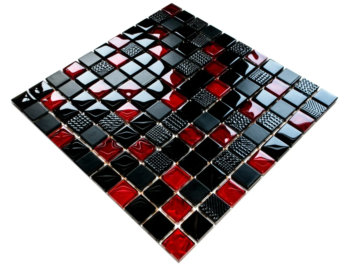 MOZAIKA SZKLANA VOLCANO RED 30x30cm 8mm – dekoracyjne do wnętrz – Szklane Mozaiki